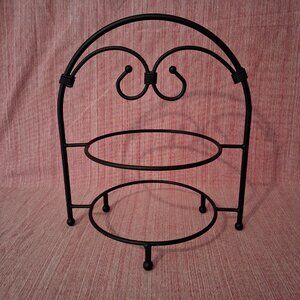 Southern Living at Home 2-Tier Black Iron Plate Stand Pie Rack